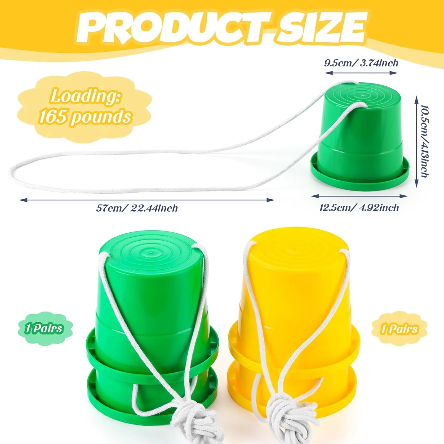 Meooeck 2 Pairs Walking Stilts Balancing Bucket Cup Thickened Plastic Stilts with Adjustable Rope for Kid Balance Coordination Birthday Playground Game Party Favor