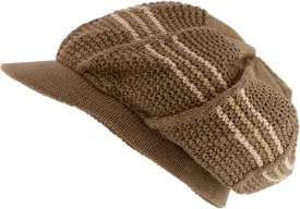 RGY Striped Knit Deep Crown 100% Cotton Rasta Beanie Visor