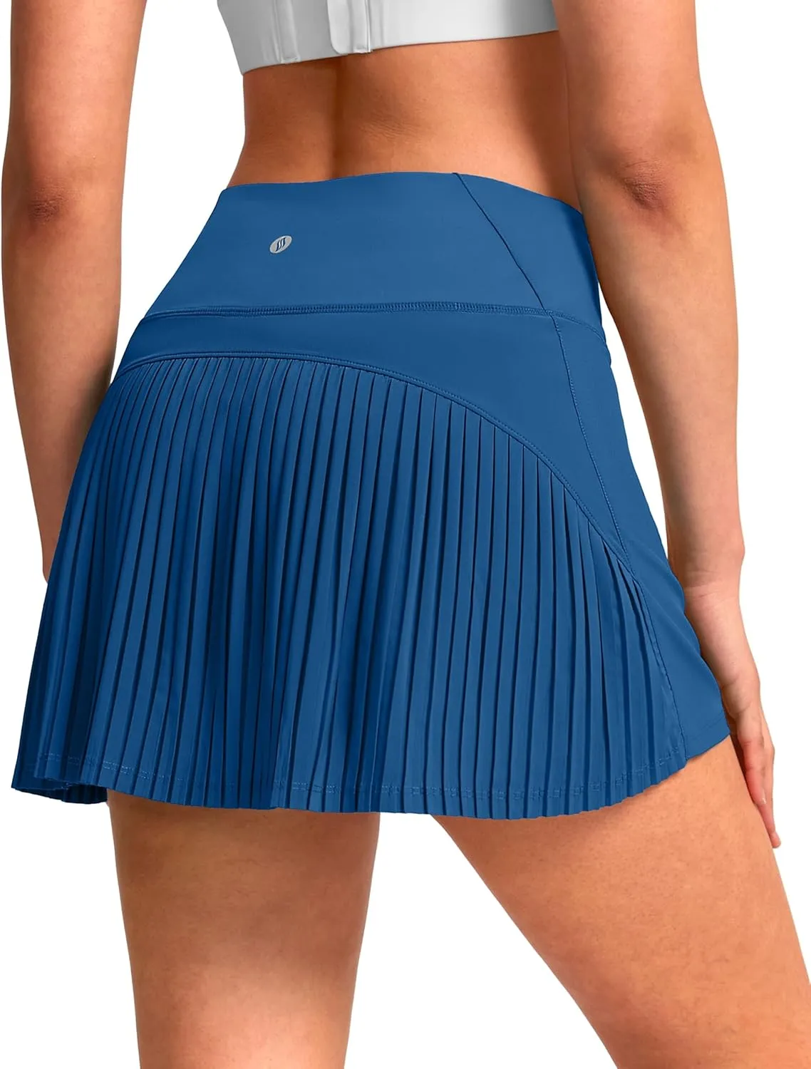 SANTINY 14" Tennis Skirt Skorts for Woman Pleated High Waited Skirts with Built-in Shorts Athletic Golf Skort