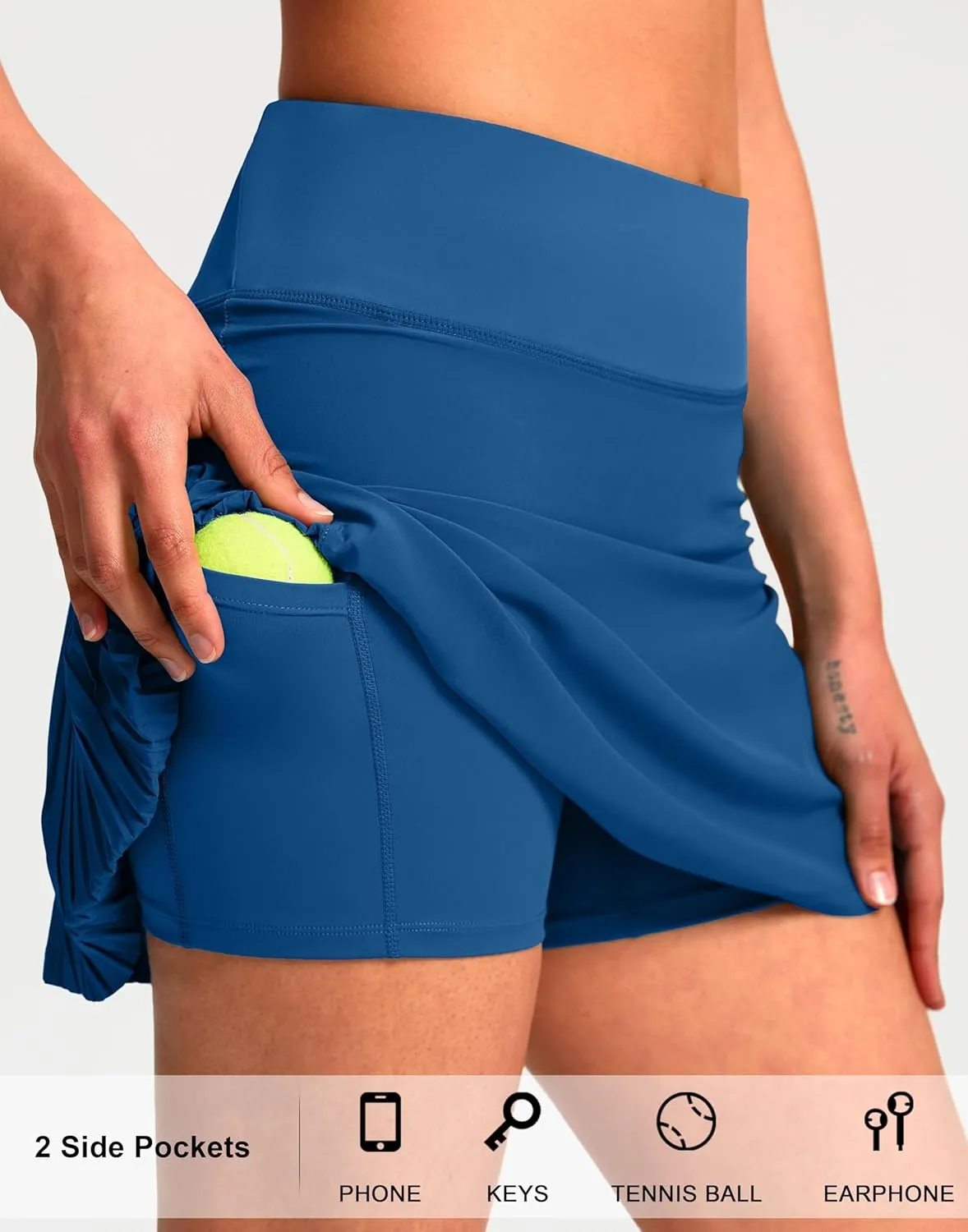 SANTINY 14" Tennis Skirt Skorts for Woman Pleated High Waited Skirts with Built-in Shorts Athletic Golf Skort
