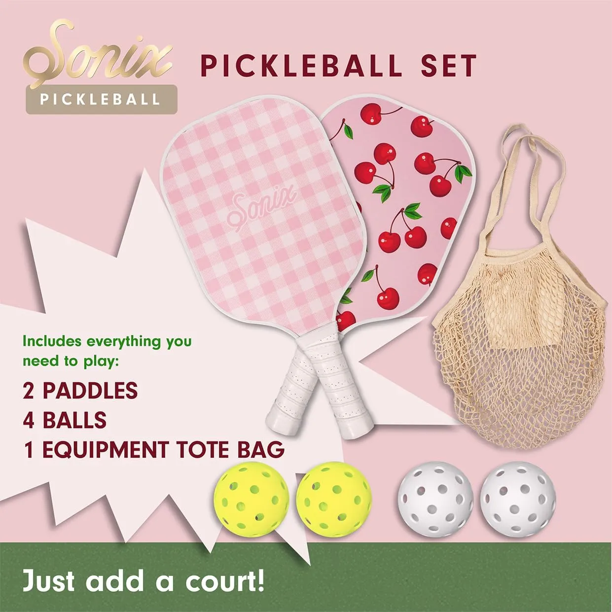 Sonix | USAPA Approved | Pickleball Paddles Set of 2 | Fiberglass Surface Pickleball Set with 2 Rackets, 4 Balls, & Bag