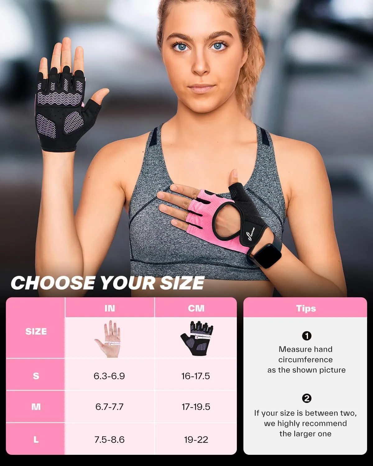 Sportneer Workout Gloves for Men & Women, Full Palm Protection Breathable Exercise Gloves w/Curved Open Back, Lightweight Fitness Gloves for Pull Up, Dumbbells, Cycling, Rowing