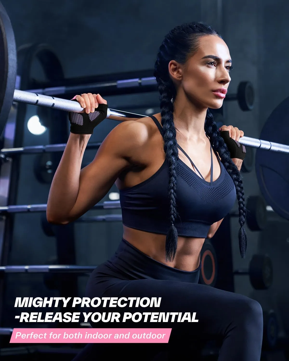 Sportneer Workout Gloves for Men & Women, Full Palm Protection Breathable Exercise Gloves w/Curved Open Back, Lightweight Fitness Gloves for Pull Up, Dumbbells, Cycling, Rowing