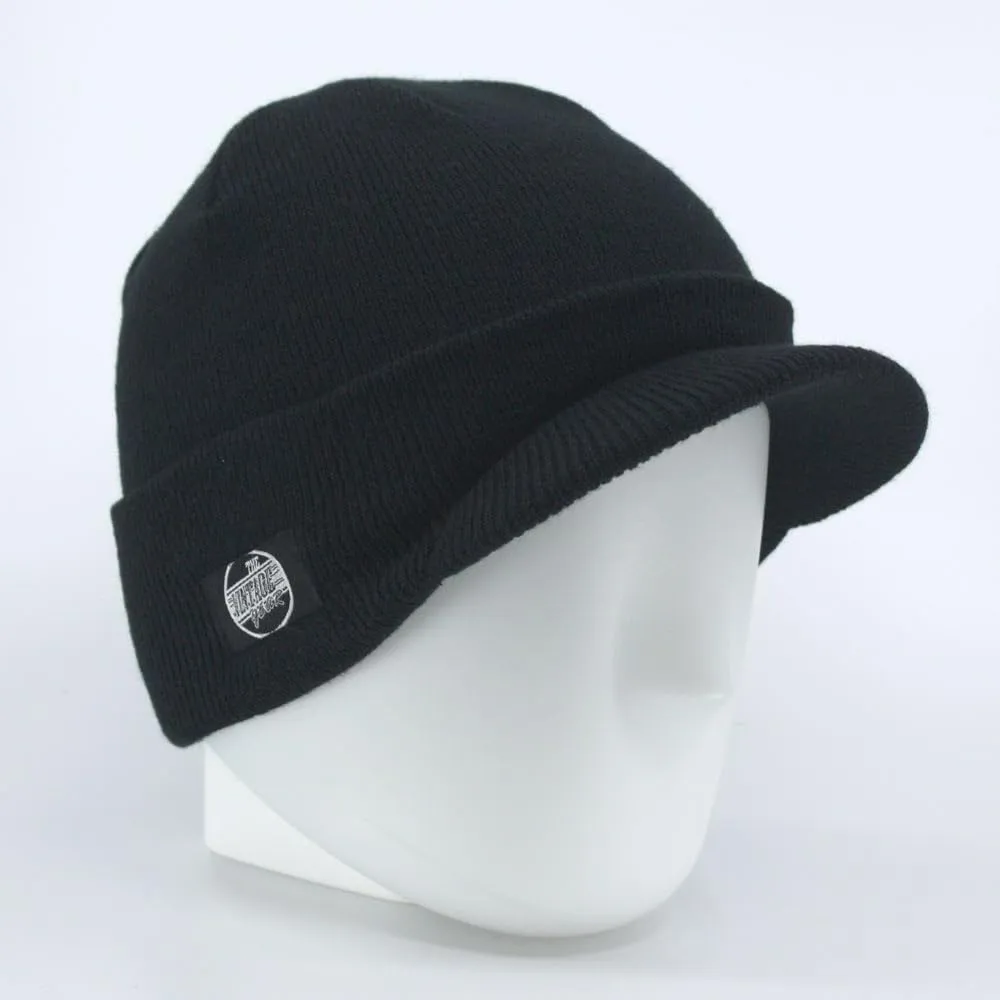 The Vintage Year Plain Sports Visor Billed Knit Radar Cuff Beanie
