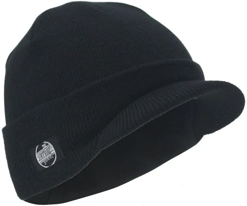 The Vintage Year Plain Sports Visor Billed Knit Radar Cuff Beanie