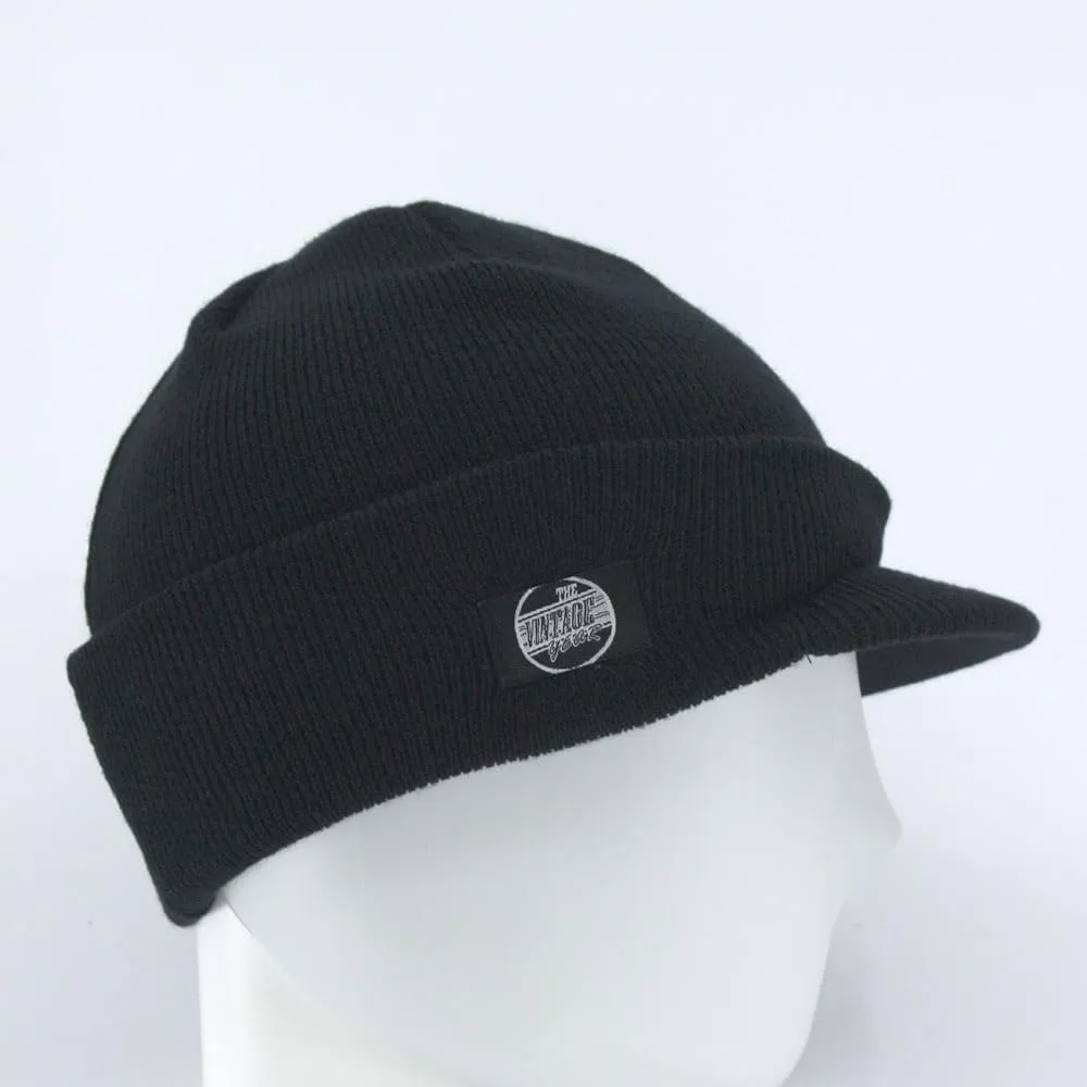 The Vintage Year Plain Sports Visor Billed Knit Radar Cuff Beanie