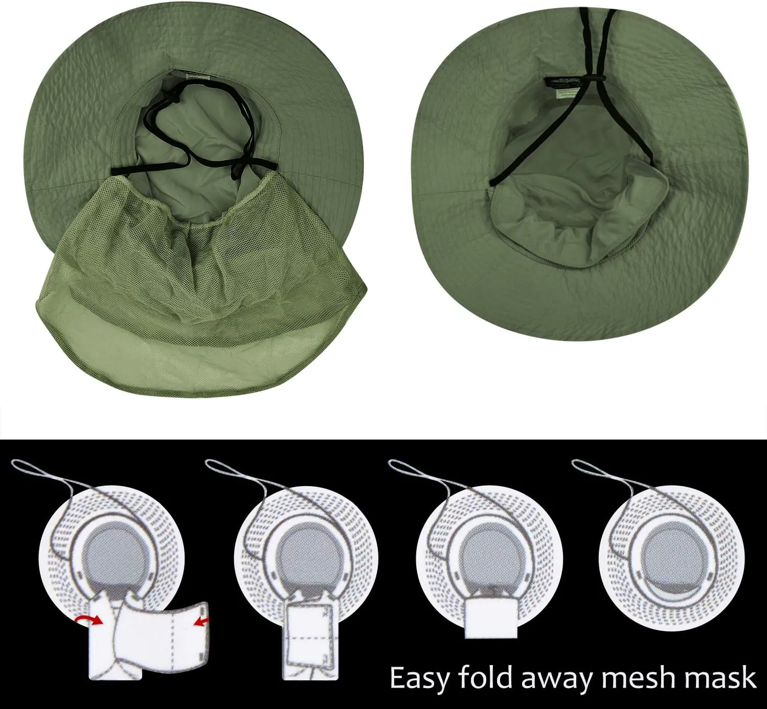 Tirrinia Neck Flap Sun Hat with Wide Brim,UPF 50  Hiking Safari Fishing Caps for Men Women, Ideal for Outdoor