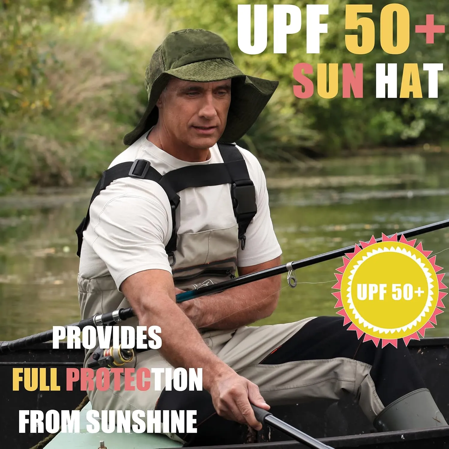 Tirrinia Neck Flap Sun Hat with Wide Brim,UPF 50  Hiking Safari Fishing Caps for Men Women, Ideal for Outdoor