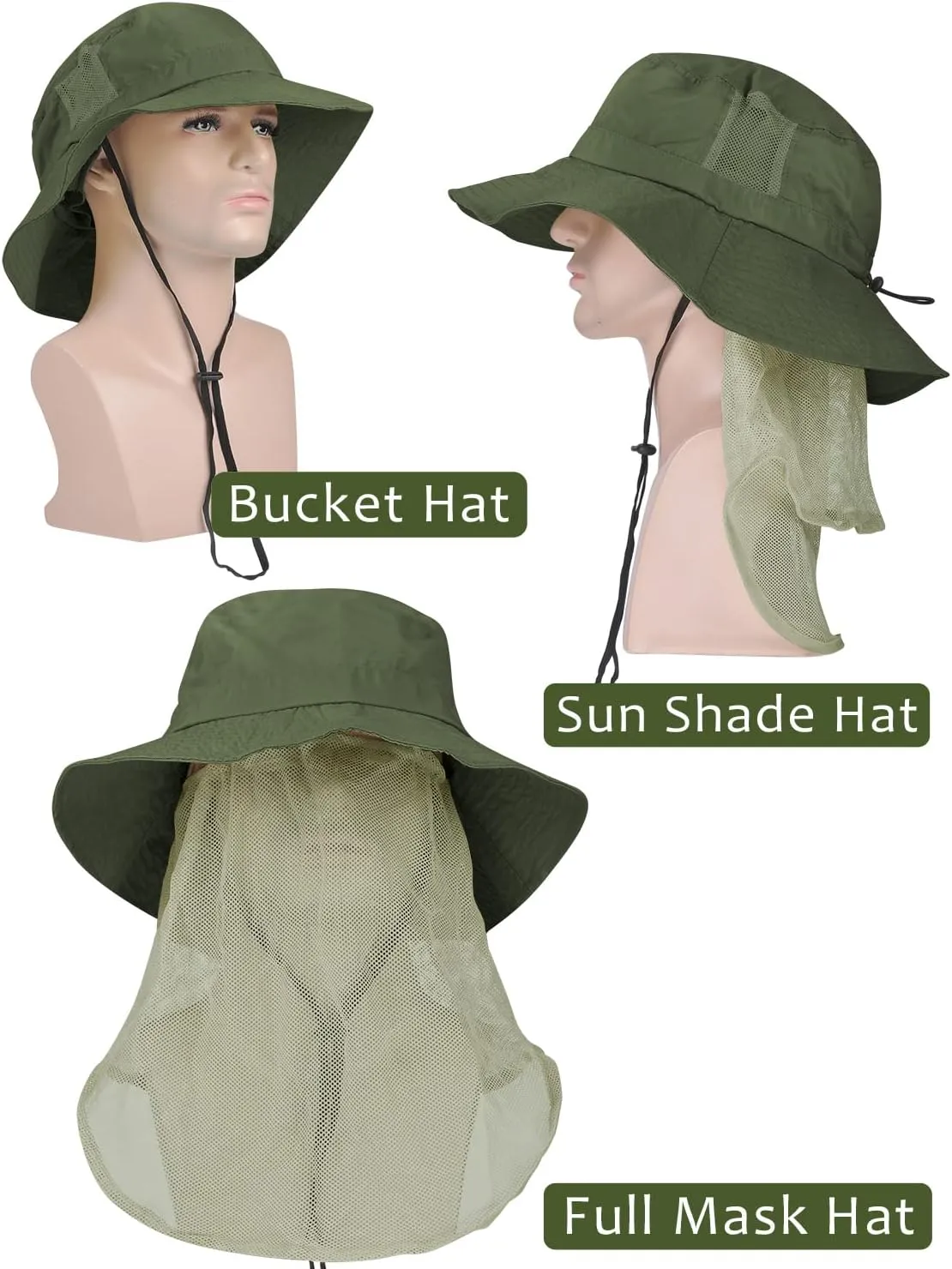 Tirrinia Neck Flap Sun Hat with Wide Brim,UPF 50  Hiking Safari Fishing Caps for Men Women, Ideal for Outdoor
