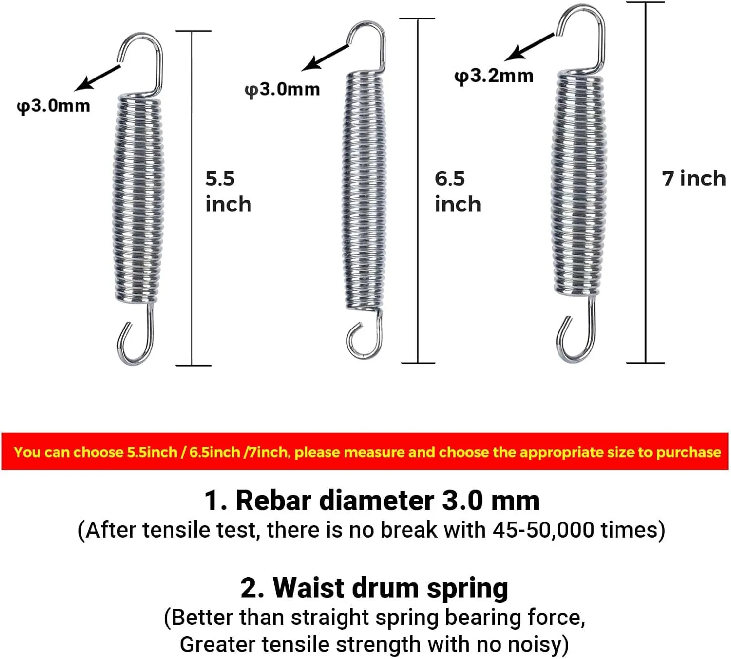 Trampoline Springs Heavy Duty Stainless Steel Replacement Trampoline Replacement Parts, Weather-Resistant, Includes Tool and Gloves, Universal Trampoline Spring Tool