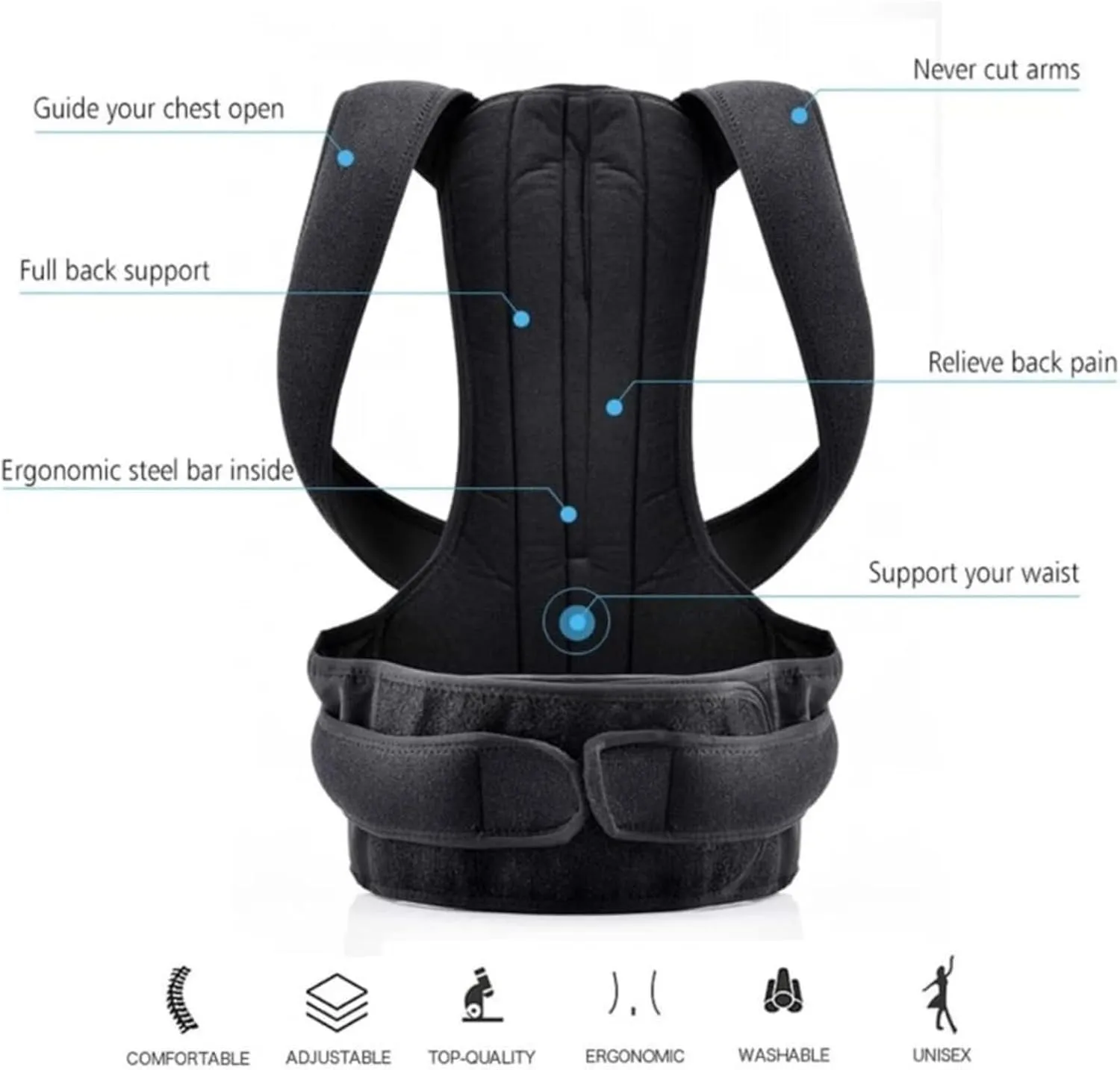 Tummy Control Workout Back Support Posture Corrector Full Back Support Belt Brace Trainer Shoulder Waist Cincher Corset