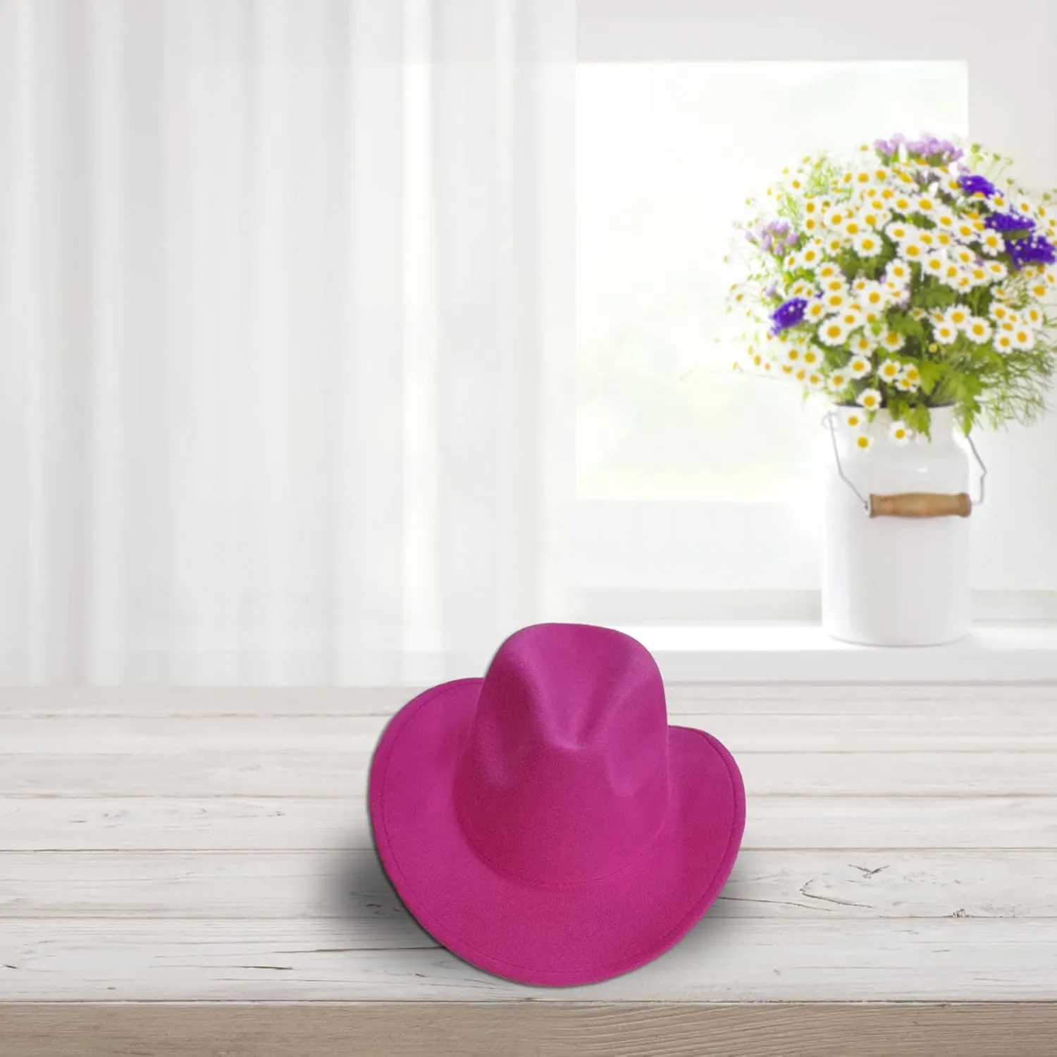 Unisex Western Cowboy Hat Faux Fur Felt Cowgirl Hats American Fedora Hats Outdoor Wide Brim Rodeo Jazz Hat