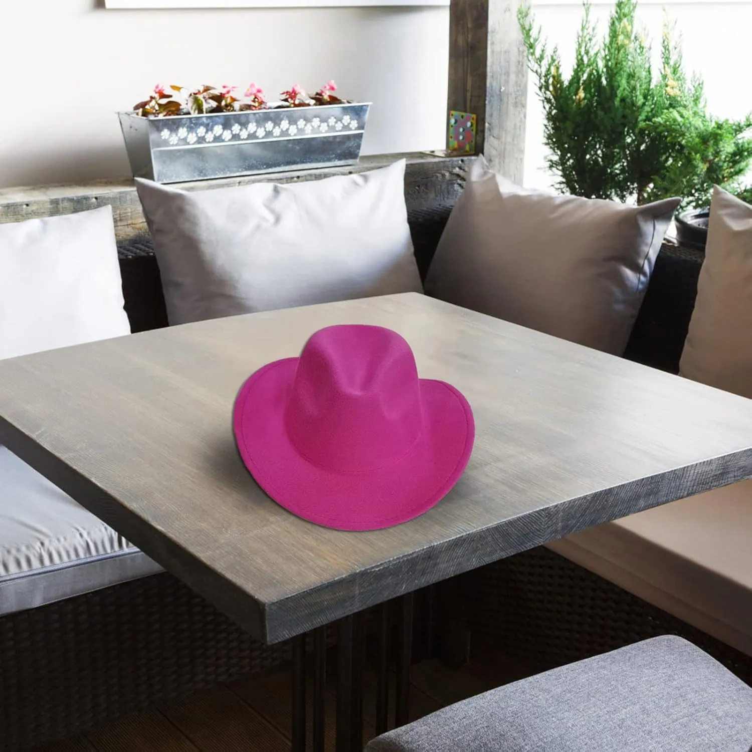 Unisex Western Cowboy Hat Faux Fur Felt Cowgirl Hats American Fedora Hats Outdoor Wide Brim Rodeo Jazz Hat