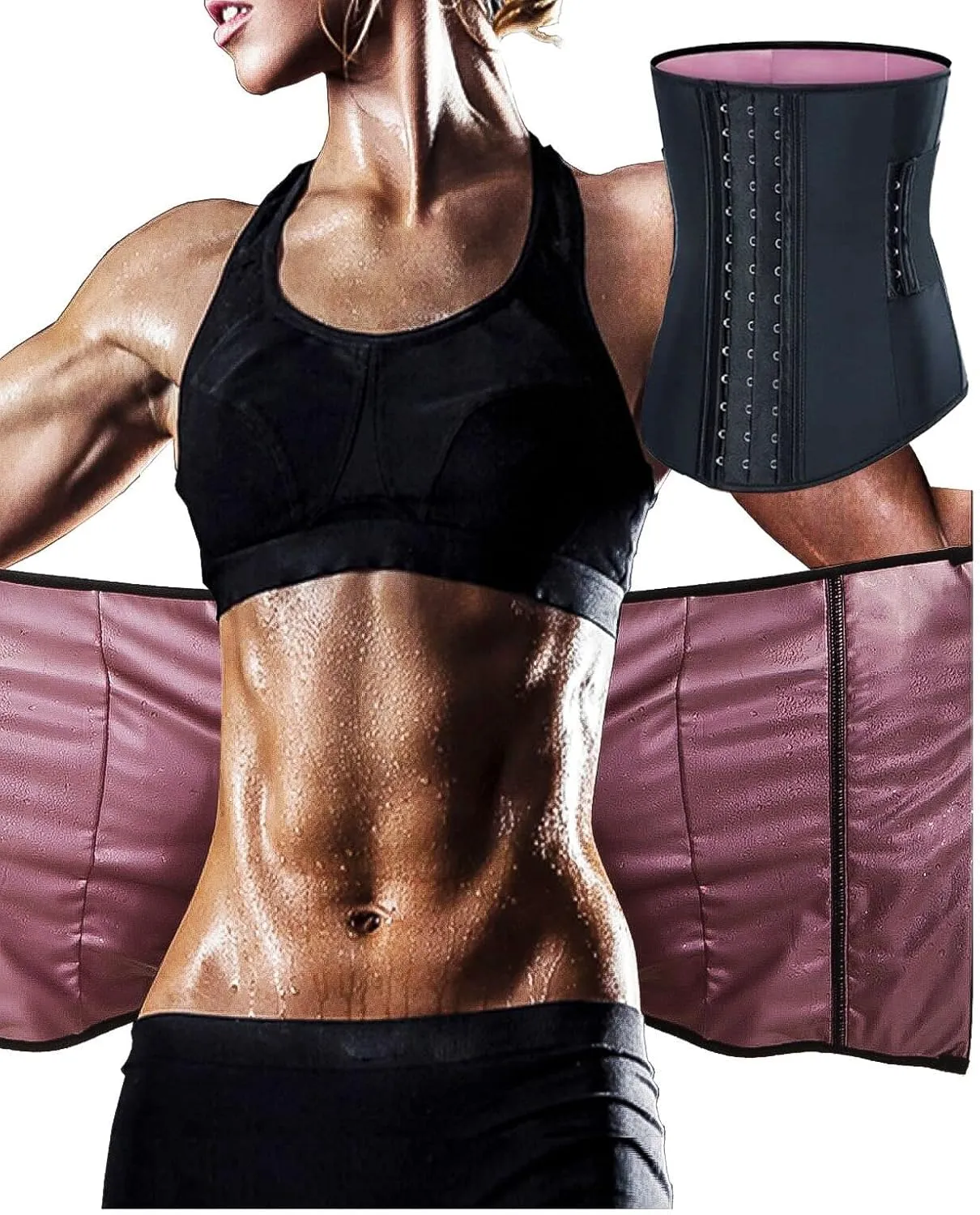 Waist Trainer for Women Sauna Waist Trimmer Corset Cincher Under Bust Sweat Body Shaper Long Torso Adjustable Size