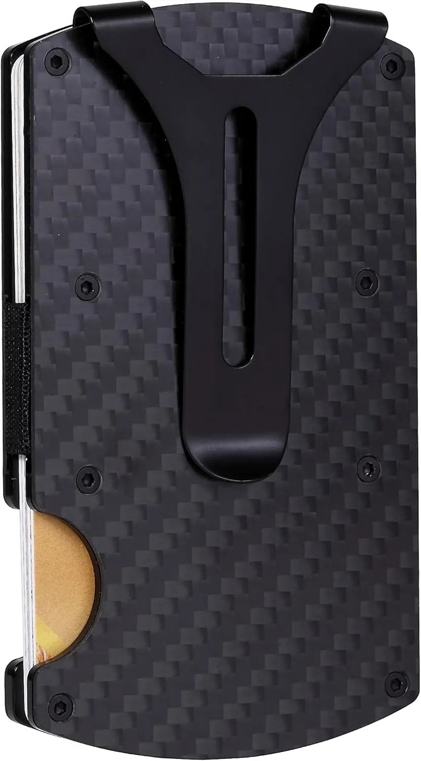 Wallet for Men, Minimalist Slim RFID Blocking Resin Wood Credit Card Holder with Money Clip, Easily Removable Cash&Card Metal Wallet, Gift for Men
