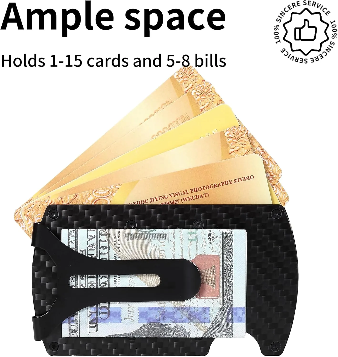 Wallet for Men, Minimalist Slim RFID Blocking Resin Wood Credit Card Holder with Money Clip, Easily Removable Cash&Card Metal Wallet, Gift for Men