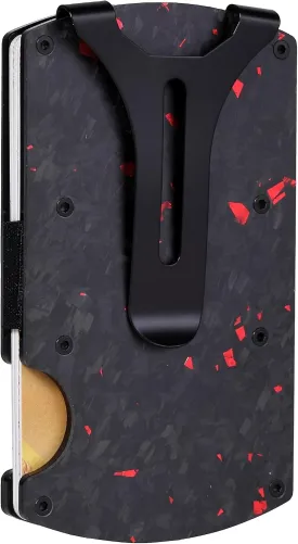 Wallet for Men, Minimalist Slim RFID Blocking Resin Wood Credit Card Holder with Money Clip, Easily Removable Cash&Card Metal Wallet, Gift for Men