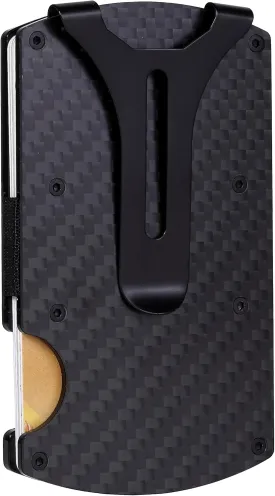 Wallet for Men, Minimalist Slim RFID Blocking Resin Wood Credit Card Holder with Money Clip, Easily Removable Cash&Card Metal Wallet, Gift for Men