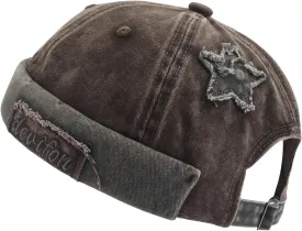 Washed Cotton Brimless Distressed Docker Cap Adjustable Street Casual Sailor Cap Skullcap Beanie Hat Landlord Hats