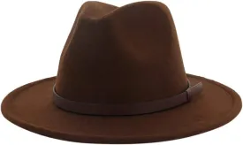 Wide Brim Fedora Hats for Women Men Classic Panama Hat Men's Two Tone Dress Cap Jazz Hat with Belt Buckle