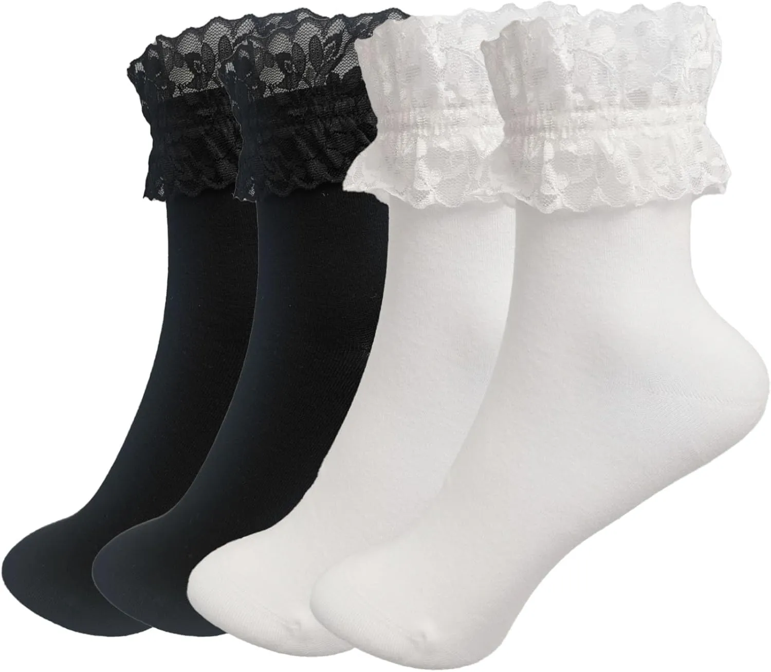 Women Lace Ruffle Frilly Socks, Anklet Socks Cup Lace Socks