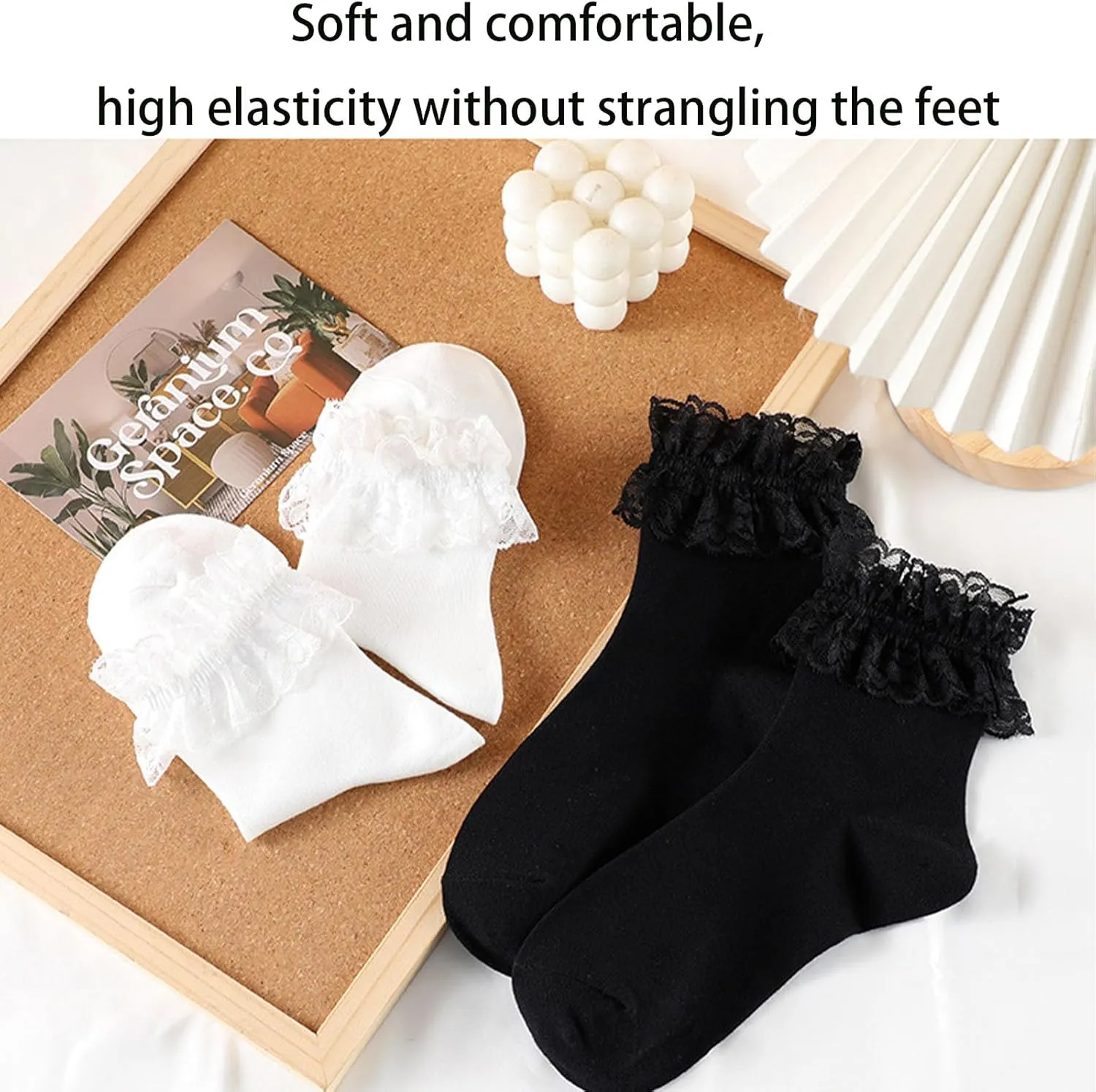 Women Lace Ruffle Frilly Socks, Anklet Socks Cup Lace Socks