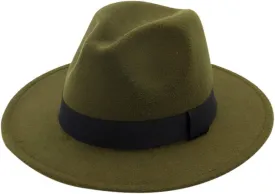 Women Men Classic Fedora Hat Wide Brim Flat Top Jazz Panama Hat Casual Church Hat for Men Women