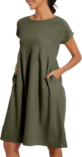 Women's Summer Dresses 2025 Beach Casual Deep V Neck Loose Short Sleeve Mini Sundress with Pockets