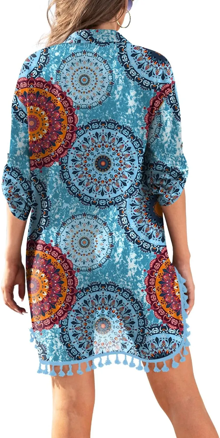 Yincro Women Swimsuit Cover Up Shirt 2025 Tassel Beach Bathing Suit for Swimwear Bikini Dress