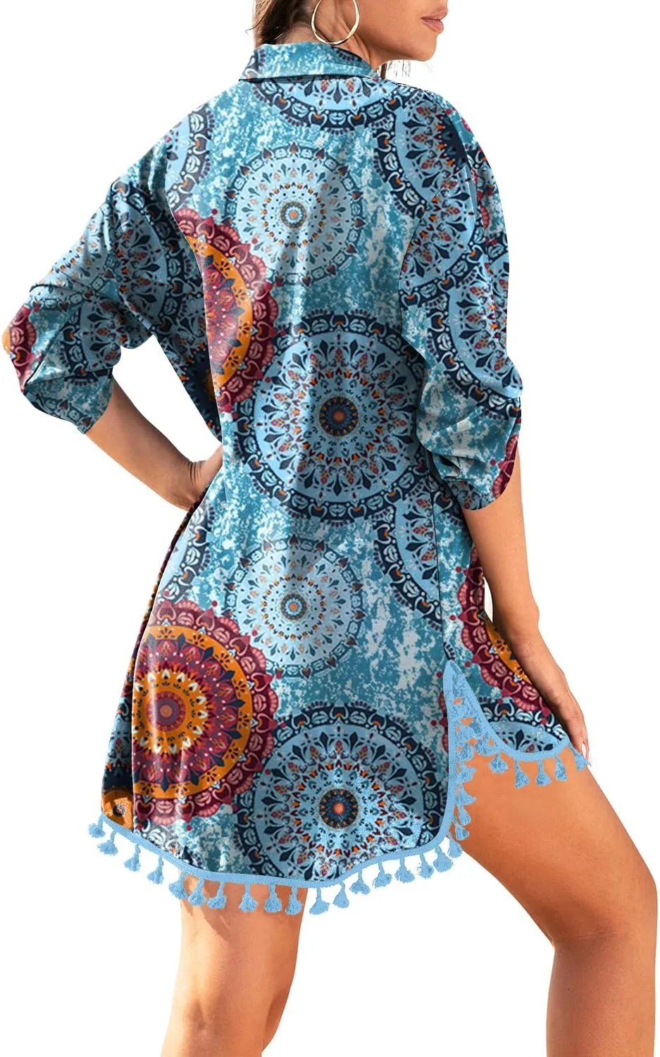 Yincro Women Swimsuit Cover Up Shirt 2025 Tassel Beach Bathing Suit for Swimwear Bikini Dress