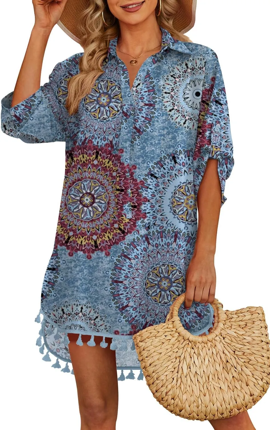 Yincro Women Swimsuit Cover Up Shirt 2025 Tassel Beach Bathing Suit for Swimwear Bikini Dress