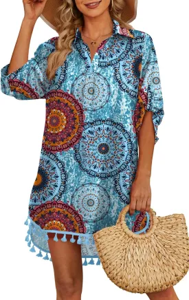Yincro Women Swimsuit Cover Up Shirt 2025 Tassel Beach Bathing Suit for Swimwear Bikini Dress
