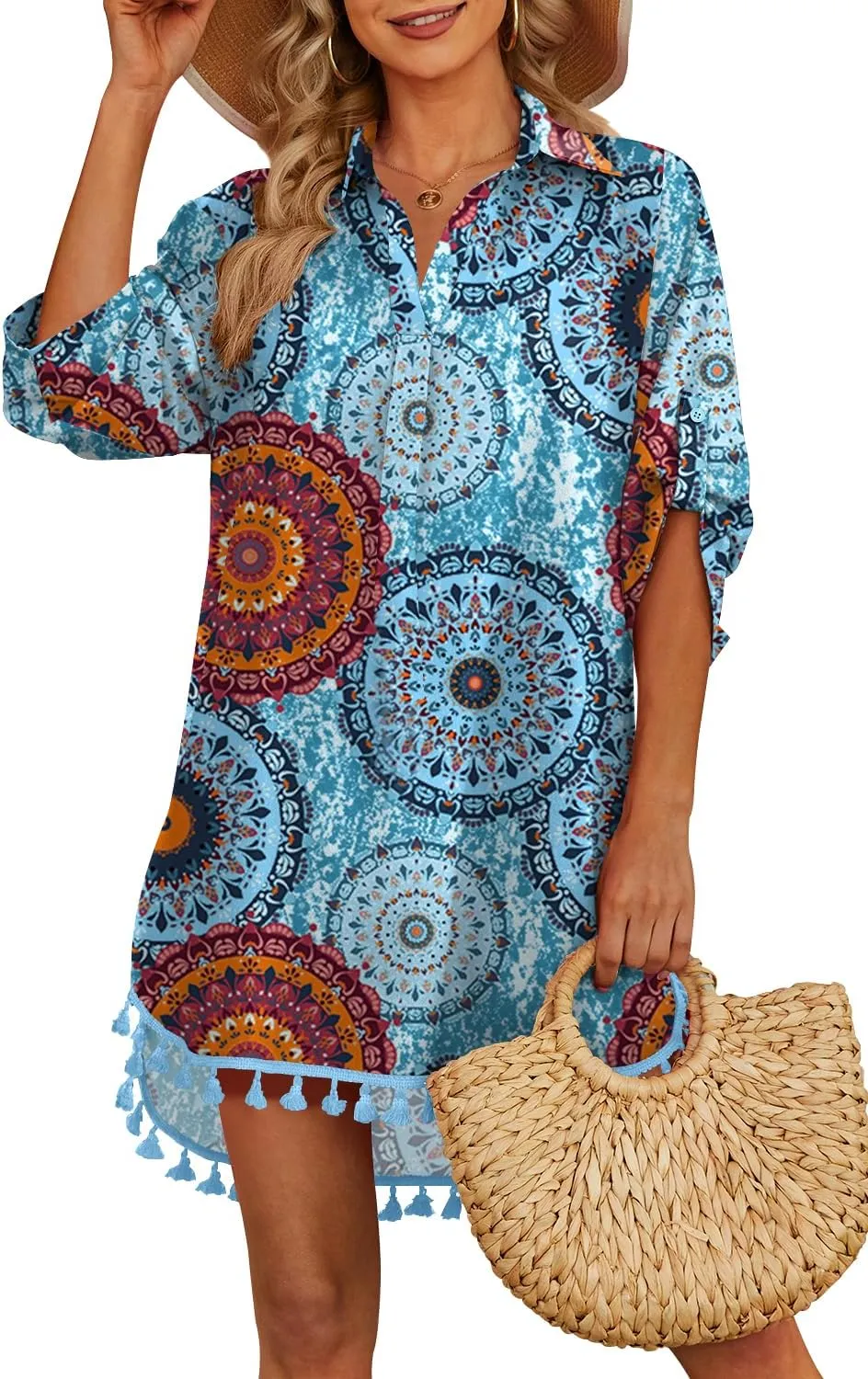 Yincro Women Swimsuit Cover Up Shirt 2025 Tassel Beach Bathing Suit for Swimwear Bikini Dress