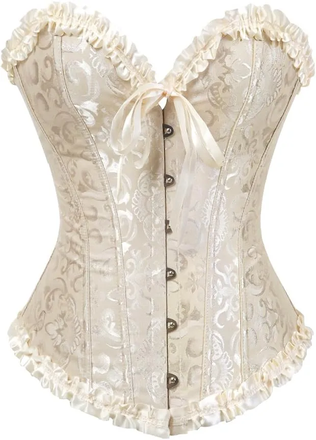 Zhitunemi Black Corset Top for Women Pirate Corsets Shapewear Steampunk Corset Overbust
